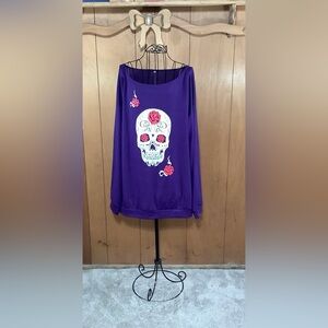 Purple Skull and Rose long sleeve top
